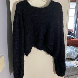 Fuzzy crop sweater